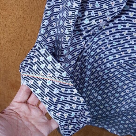 ROBERT GRAHAM Shirt Mens XL Blue Floral Button Up Tailored Fit Stretch SENAN - Picture 5 of 12
